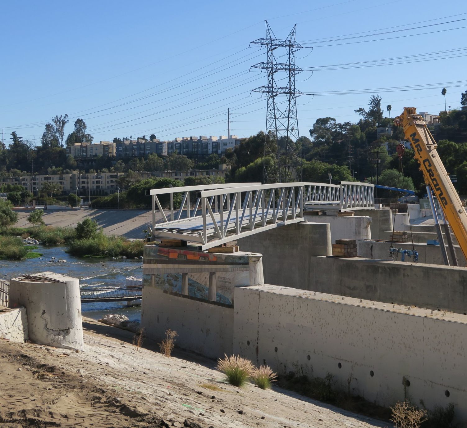 Red Car Pedestrian Bridge Taking Shape